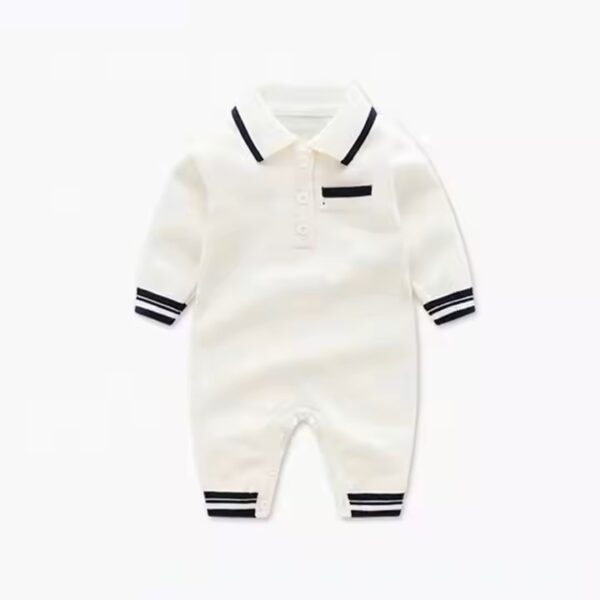 OSSS BabyShop - Boy’s romper knitting polo collar knitted Baby Romper Cream